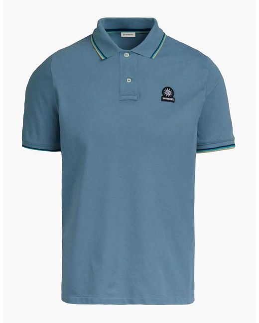 Sandbanks Blue Tipped Badge Pique Polo Shirt for men