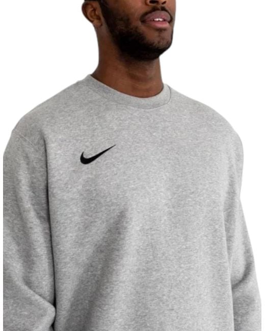 Nike Gray Cw6902 Fleece Sweatshirt Crew Neck Swoosh Park 20 Winter Pullover Top for men