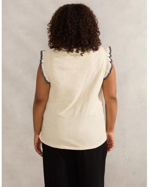 Live Unlimited London Natural Ivory Cotton Slub Pintuck Top