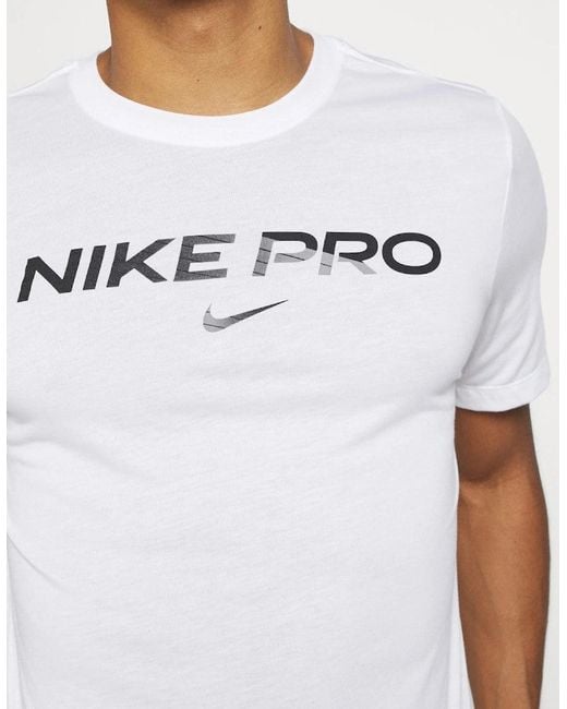 Nike White Pro Dri Fit Sportswear T Shirt for men