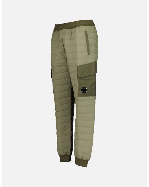 C P Company Green Down Quilted Lens Bottoms for men
