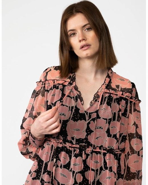 Ted Baker Black Sandror Swing Mini Dress With Ruffled Tiers