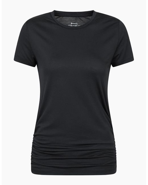 Mountain Warehouse Black Ladies Active Ruched Longline T-Shirt