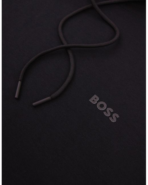 Boss Black Soody Stretch-Cotton Hoodie With Sandwich Logo 001 for men
