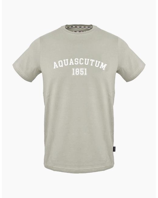 Aquascutum Gray Arch Lettering Crew Neck Short Sleeve T-Shirt for men