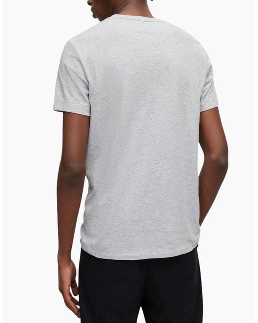AllSaints Gray All Saints T Shirts Crew Neck Slim Short Sleeve Casual Summer Cotton Tee for men