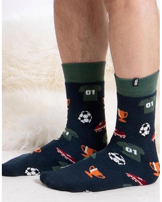 Totes Blue Toasties 3324 Original Slipper Socks Slipper Socks Football Stripe for men