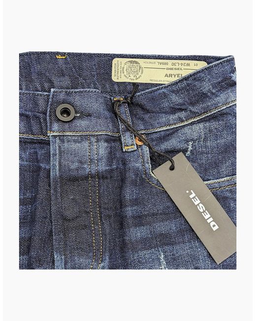 DIESEL Blue Aryel 089Al Jeans Denim Stretch Regular Straight Waist Fit Pants
