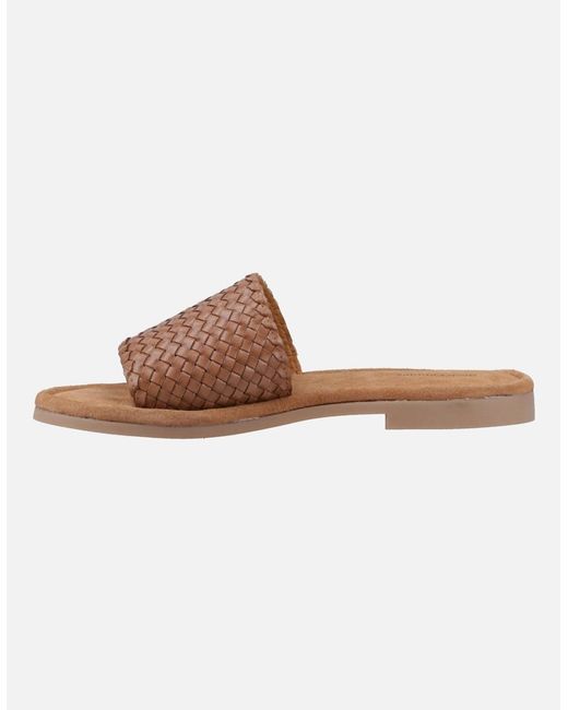 Hush Puppies Brown Hetty Slide Leather Tan Wide Sandals