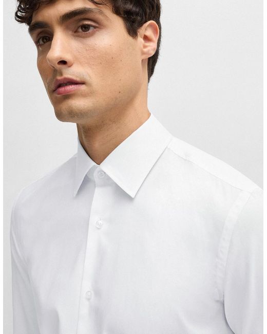 Boss White Slim Fit H-Hank Shirt for men