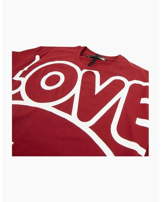 Love Moschino Red Love Peace Cotton T-Shirt for men