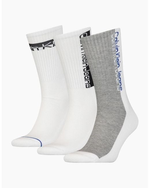 Calvin Klein Gray Jeans 3-Pack Mixed Logo Athleisure Sports Socks for men