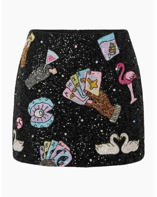 Oceanus Black Vegas Beaded Mini Party Beach Co-Ord Skirt