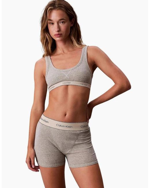 Calvin Klein Brown Heritage Cotton Unlined Bralette, Heather