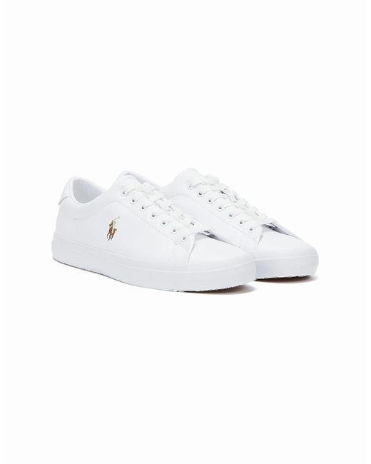 Ralph Lauren White Longwood Leather Trainers