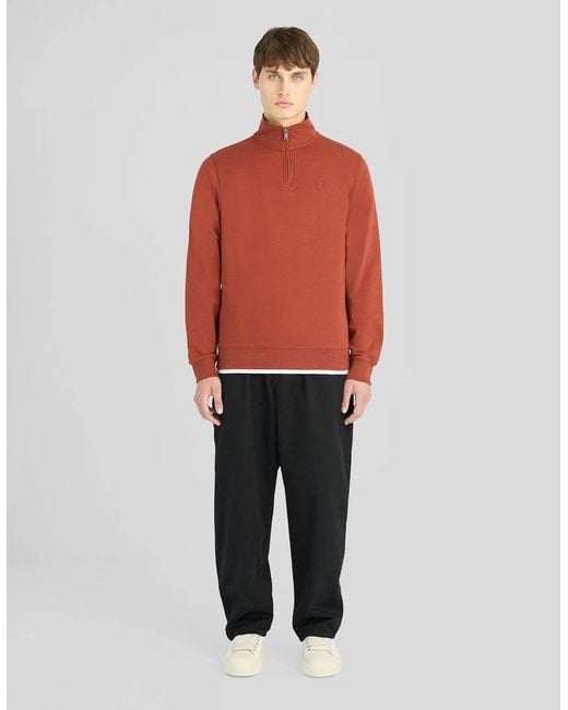 Lyle & Scott Red Superfine Cotton 1/4 Zip Sweatshirt for men