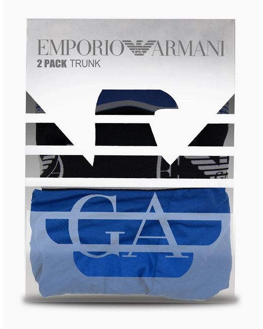 Emporio Armani Blue 2 Pack Stretch Cotton Trunk Sky for men