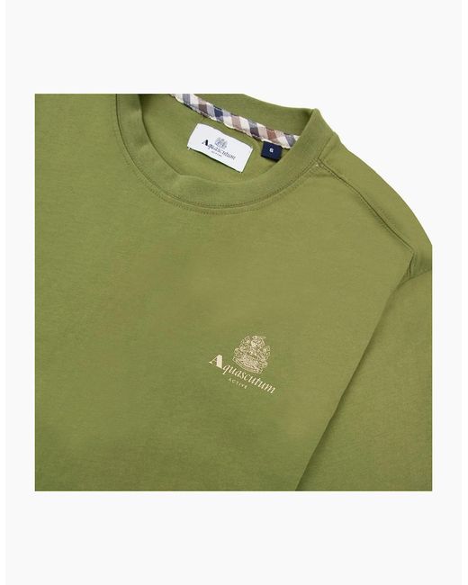 Aquascutum Green Active Small Logo T Shirt Army for men