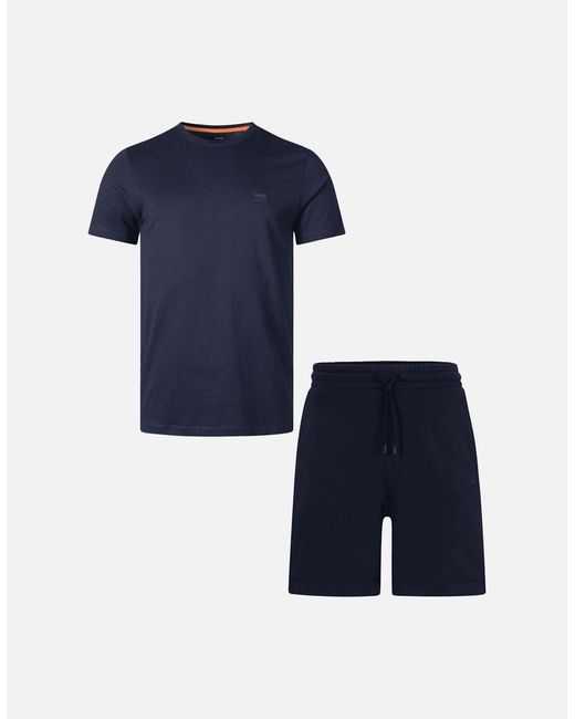 Boss Blue Tales Sewalk Cotton Relaxed Fit Short Set for men