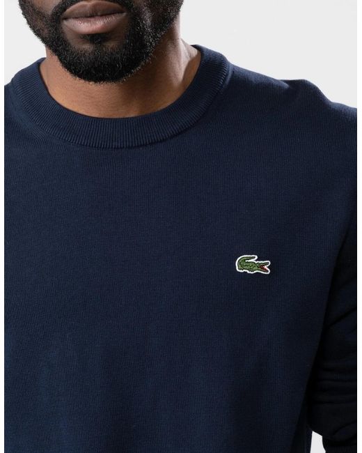Lacoste Blue Organic Cotton Crew Neck Sweater for men