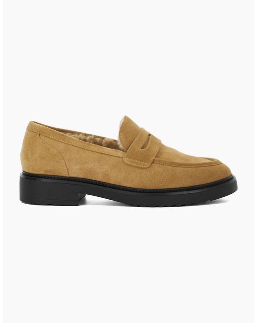 Dune White Lo Garfeld Moc Toe Penny Loafers