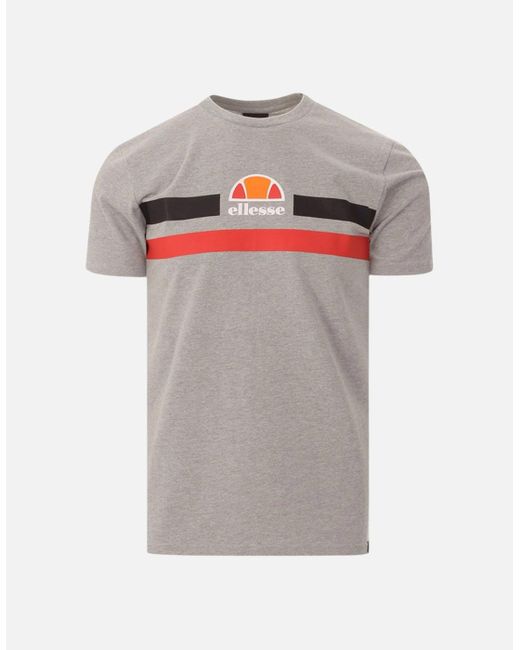 Ellesse Gray Aprel T Shirts Crew Neck Short Sleeve Cotton Summer Beach Tee Print for men