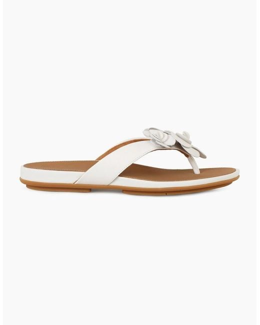 Fitflop White Gracie Flower Toe Post Sandals