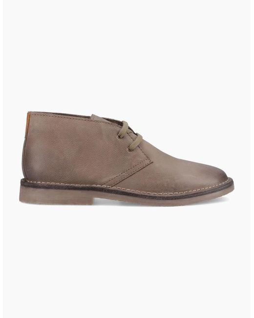 Hush Puppies Brown Samuel Leather Stone Ankle Boots for men