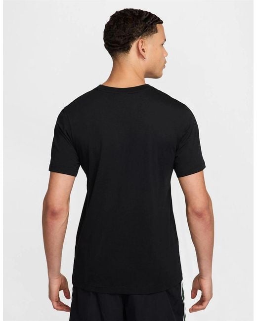 Nike Black Regular Fit Arch Lettering Crew Neck T-Shirt for men