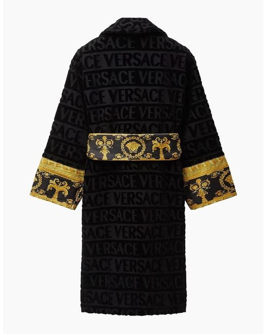 Versace Black Cotton Bathrobe for men