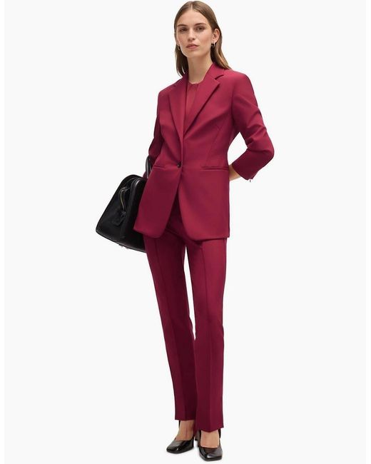 Boss Solid Patterned Lapel Collared Blazer