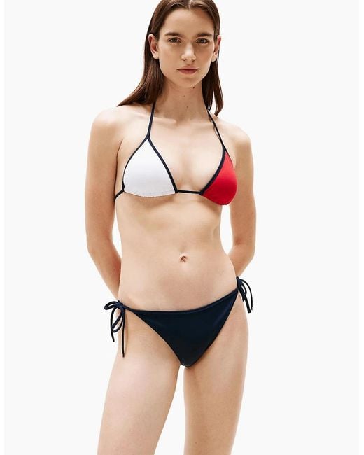 Tommy Hilfiger Red Logo Flag Colours Triangle Bikini Top