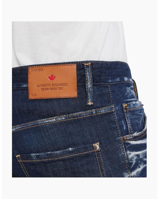 DSquared² Blue Dark Clean Wash Skater Jeans for men