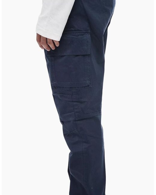 DIESEL Blue P-Cor-Embnew Cargo Pants Slim Fit Tapered Leg Cotton Bottom Trouser for men
