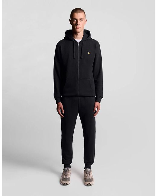 Lyle & Scott Black Loopback Cotton Full Zip Hoodie for men