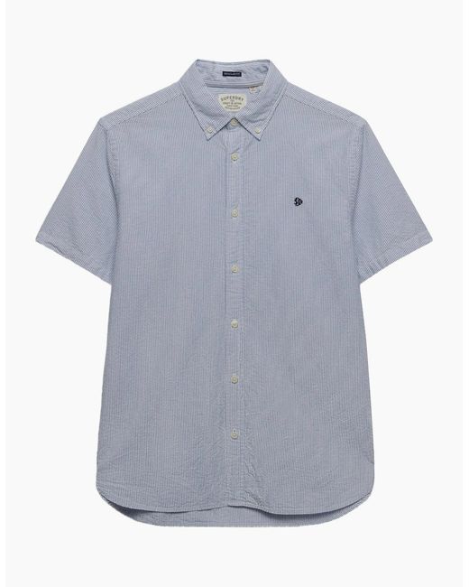 Superdry Gray Classic Seersucker Short Sleeve Shirt for men
