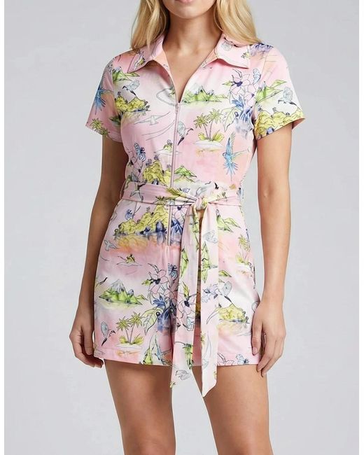 Oceanus White Floral Printed Romper