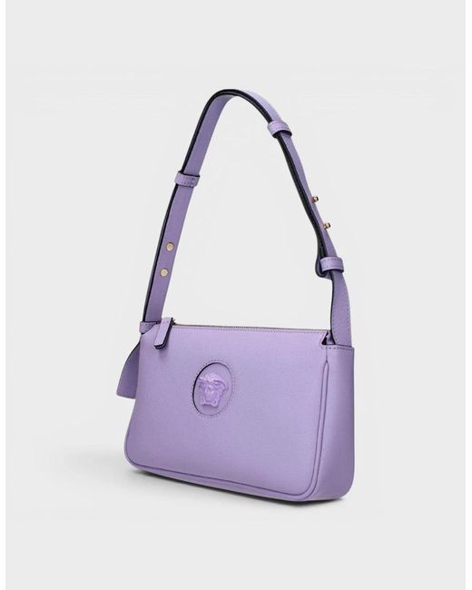 Versace Purple Medusa Head Shoulder Leather Bag Lilac
