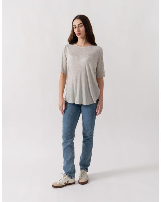 Maison Scotch Gray S/S Zip Closure Top