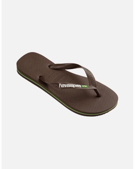 Havaianas Brown Brasil Logo Flip Flops