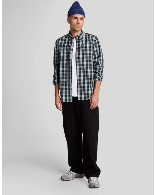 Lyle & Scott Blue And Washed Check Poplin Shirt for men