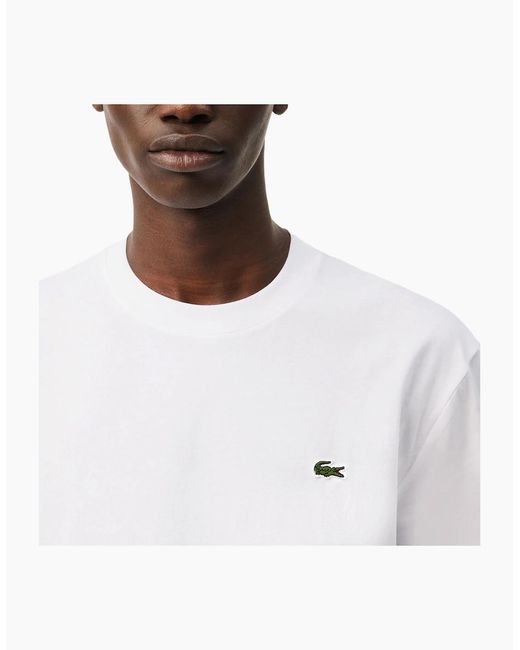 Lacoste White Th7318 Classic Fit Cotton T-Shirt for men