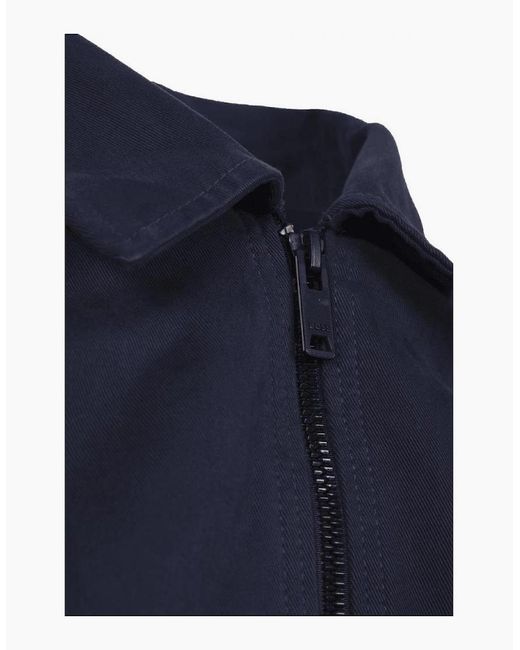 Boss Blue Lorum Cotton Zip Up Deep Overshirt for men