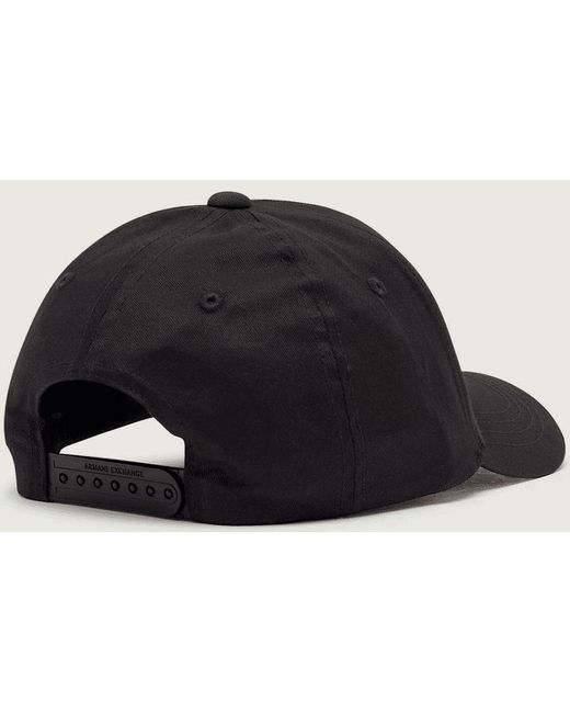 ARMANI EXCHANGE Black Cotton/ Patch Logo Cap for men