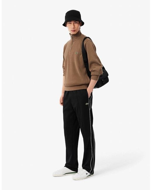 Lacoste Natural Zippered Stand-Up Collar Cotton Sweatshirt for men
