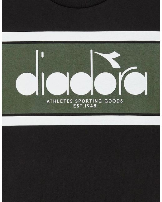 Diadora Black Ss Logo Rifle T-Shirt for men