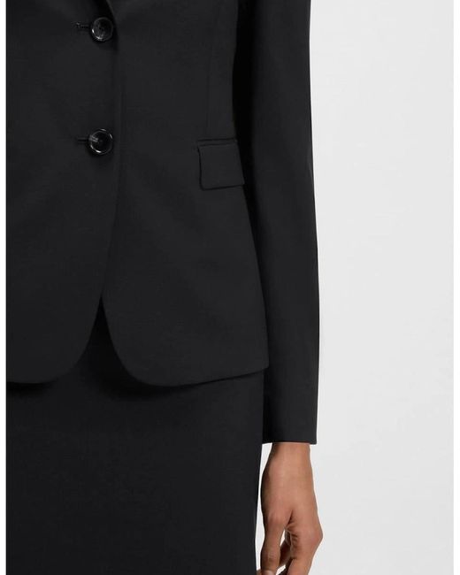 Boss Black Solid Patterned Lapel Collared Blazer