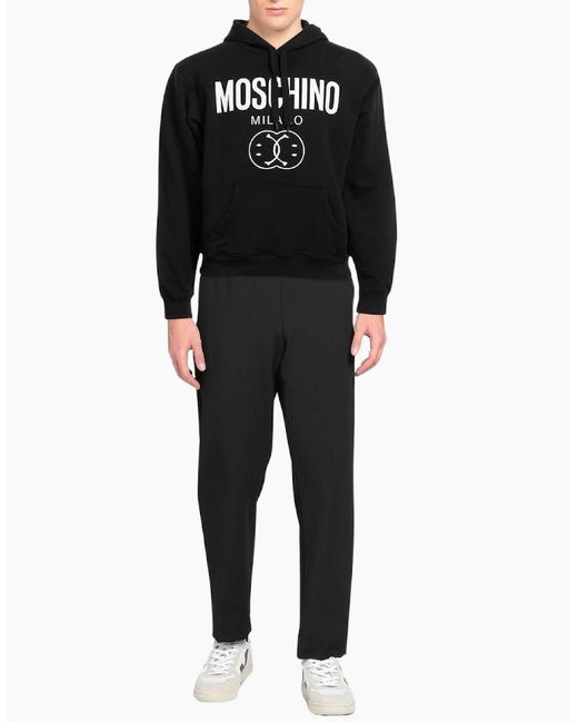 Moschino Black Double Smiley Hoodie for men