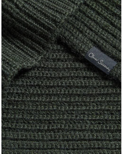 Oliver Sweeney Black Wool Blend Ribbed Scarf for men