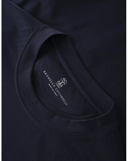 Brunello Cucinelli Blue Genvis Loci T-Shirt for men